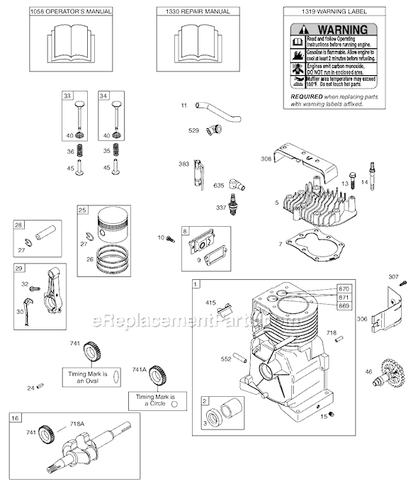 Page A Diagram and Parts List for 9A400SERIES  Briggs and Stratton Engine